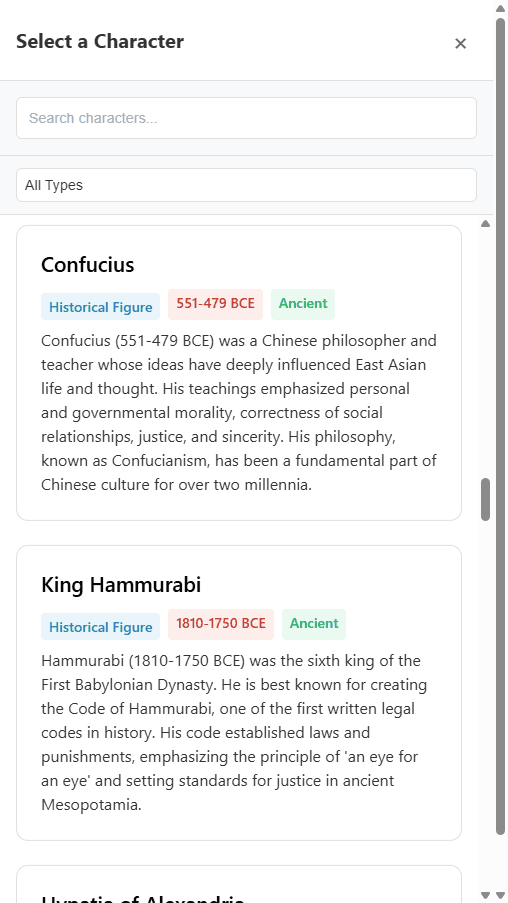 Detailed character profile view