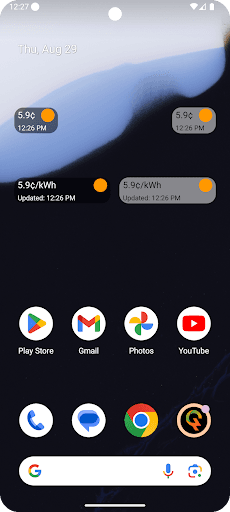 GridPrice widget on home screen