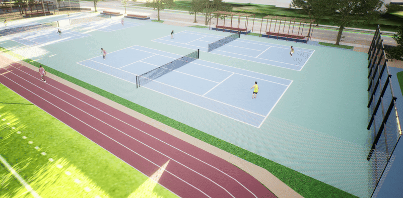 Interactive tennis court feature in the digital twin
